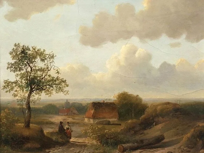 1813-Cornelis Bijlard - Paesaggio con contadini